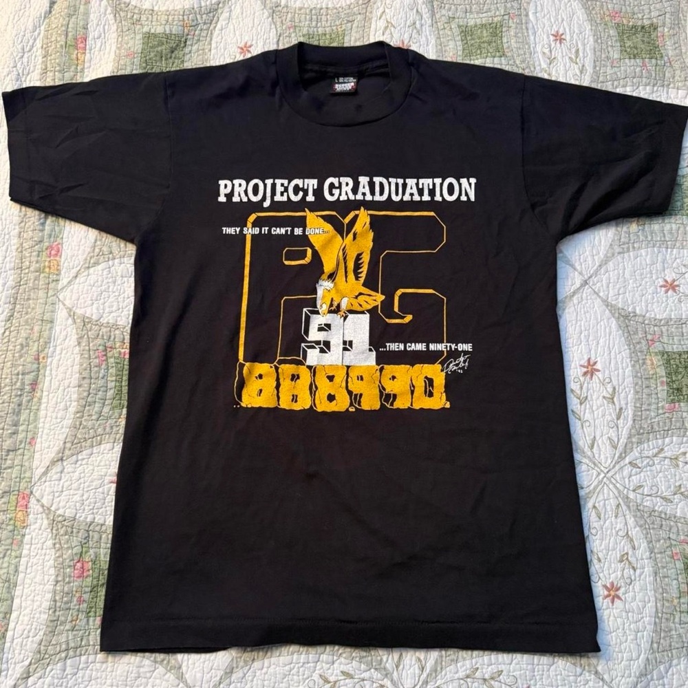 true‎ vintage 1991 Project Graduation tee Screen Stars Best made in USA — L